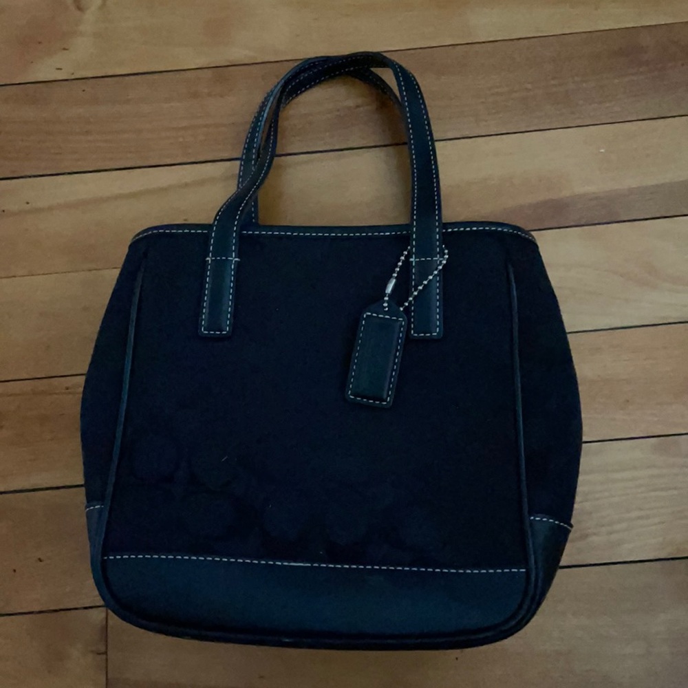 Black coach bucket handbag